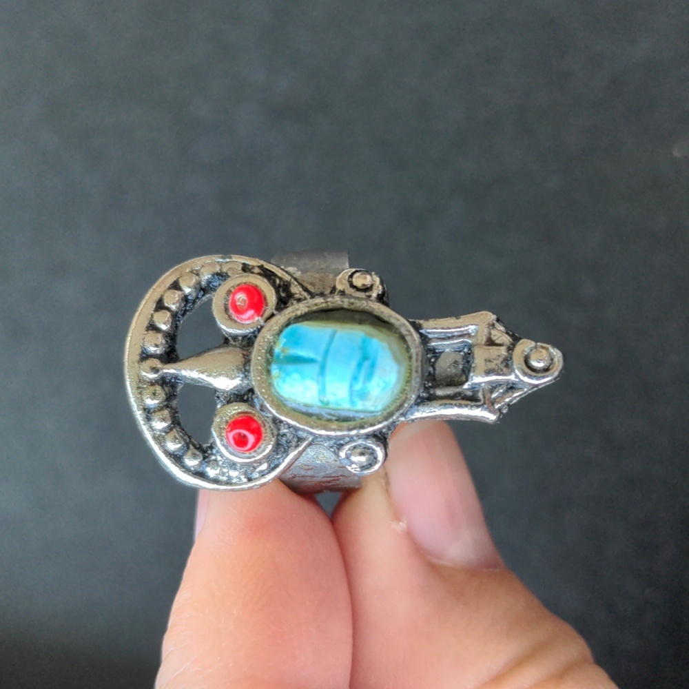 Vintage medieval style handmade Egyptian sacred scarab ring